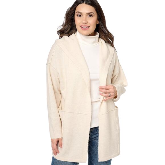 Studio Park x Amy Stran Hooded Cardigan in Winter White NWT Size Medium - Picture 1 of 3